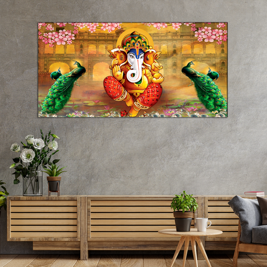 lord ganesha | peacock print canvas wall print online