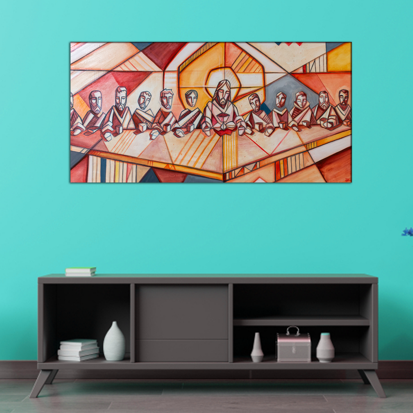Artistic Painting of Jesus Christ With His Disciples Wall Canvas