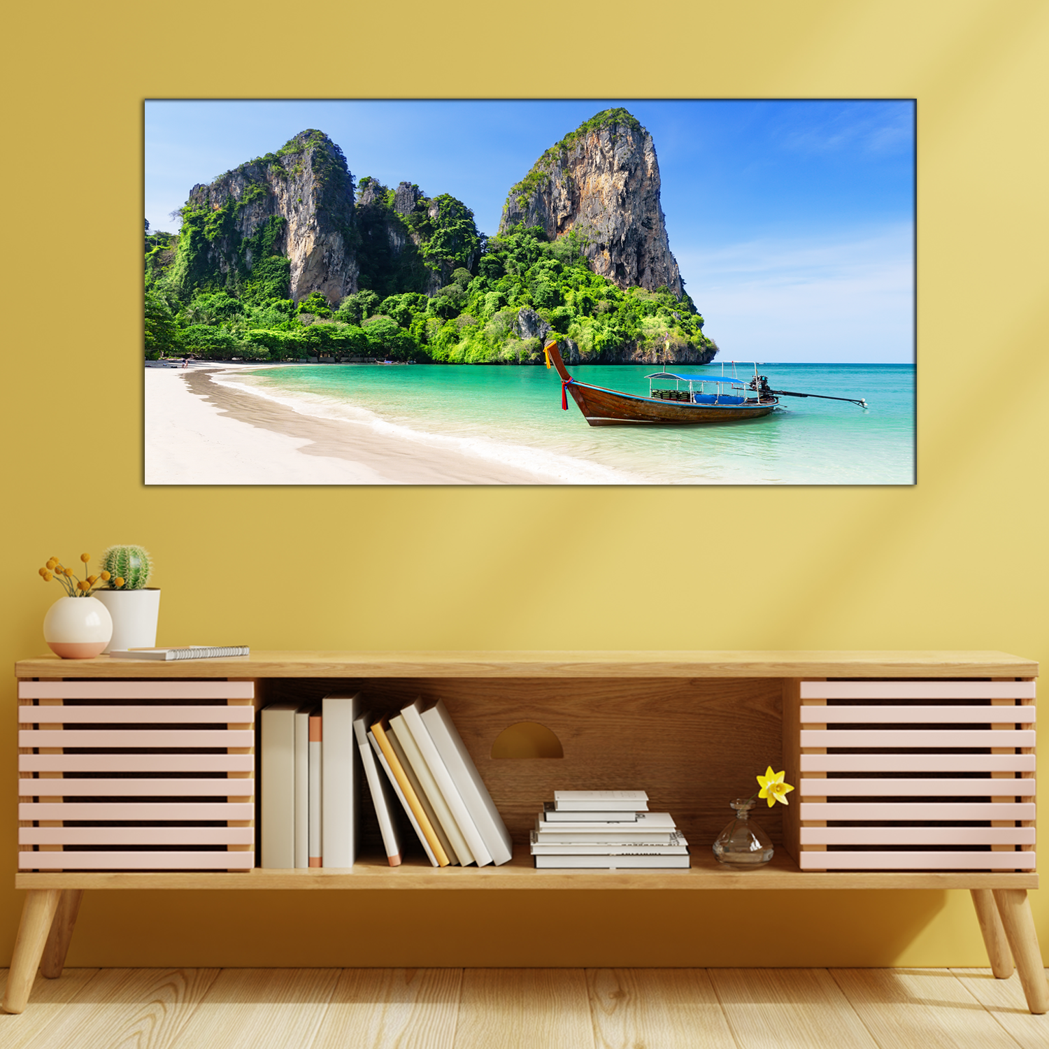 Wall Painting Canvas of Mountain and beach Online for home decor