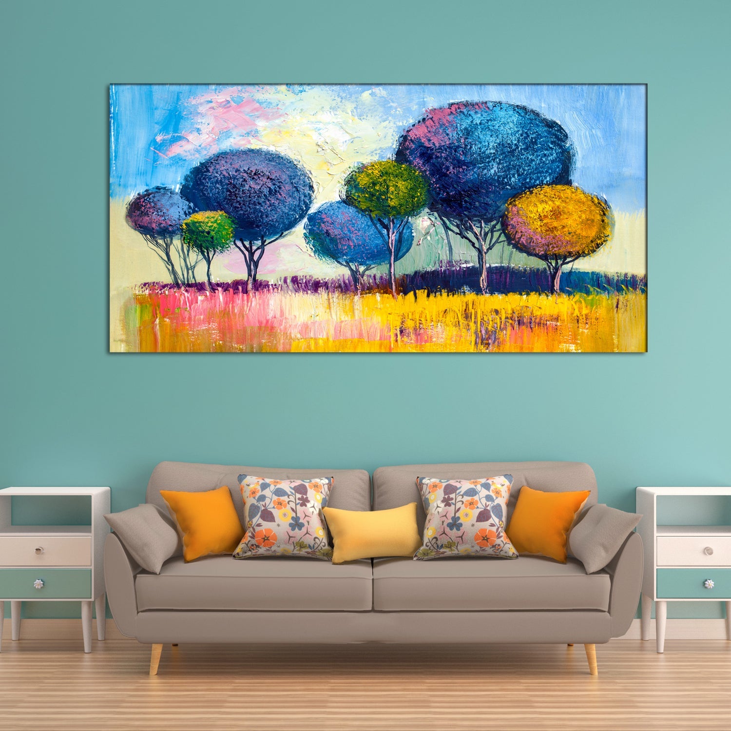 Colourful Trees Scenery Abstract Canvas Print Wall Painting