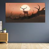 Deer Painting Canvas With evening sunsite  Wall Painting