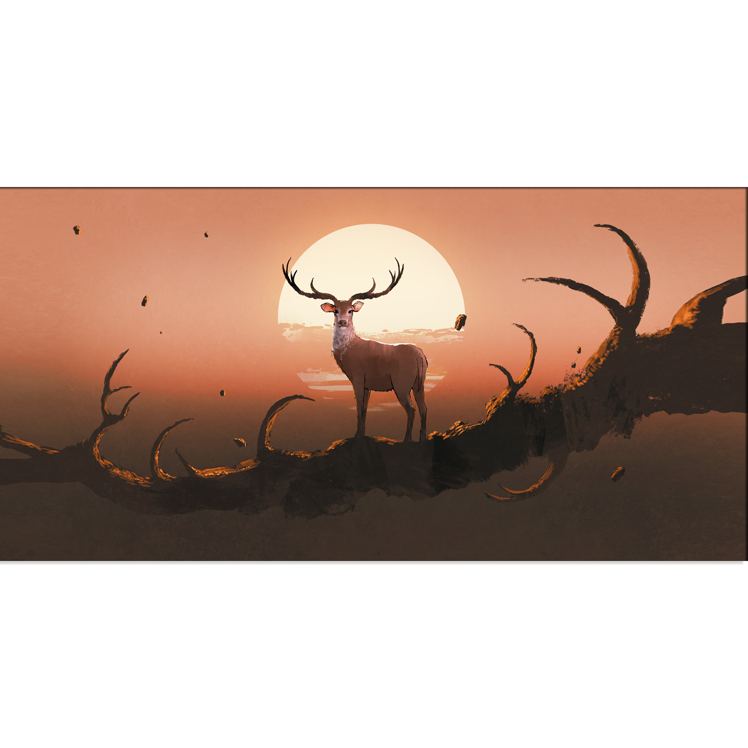 Deer Painting Canvas With evening sunsite  Wall Painting