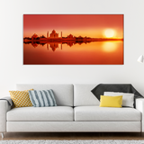 Panoramic View Of Taj Mahal During Sunset Canvas Wall Painting