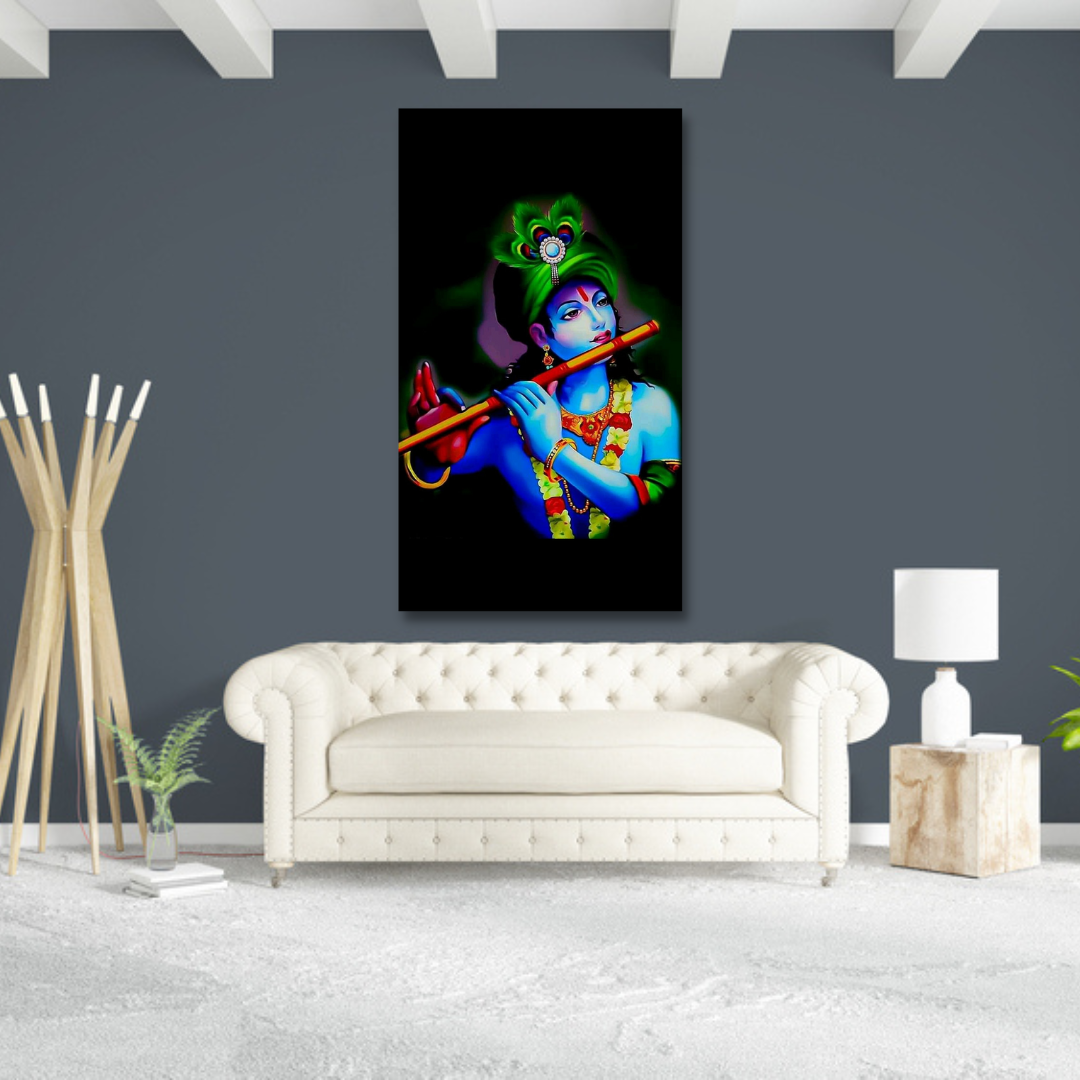 Lord Krishna Religious Canvas Wall Painting