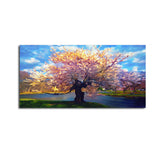 Abstract Colorful Rainbow Tree Blue Sky by The River Print on Canvas Wall Painting
