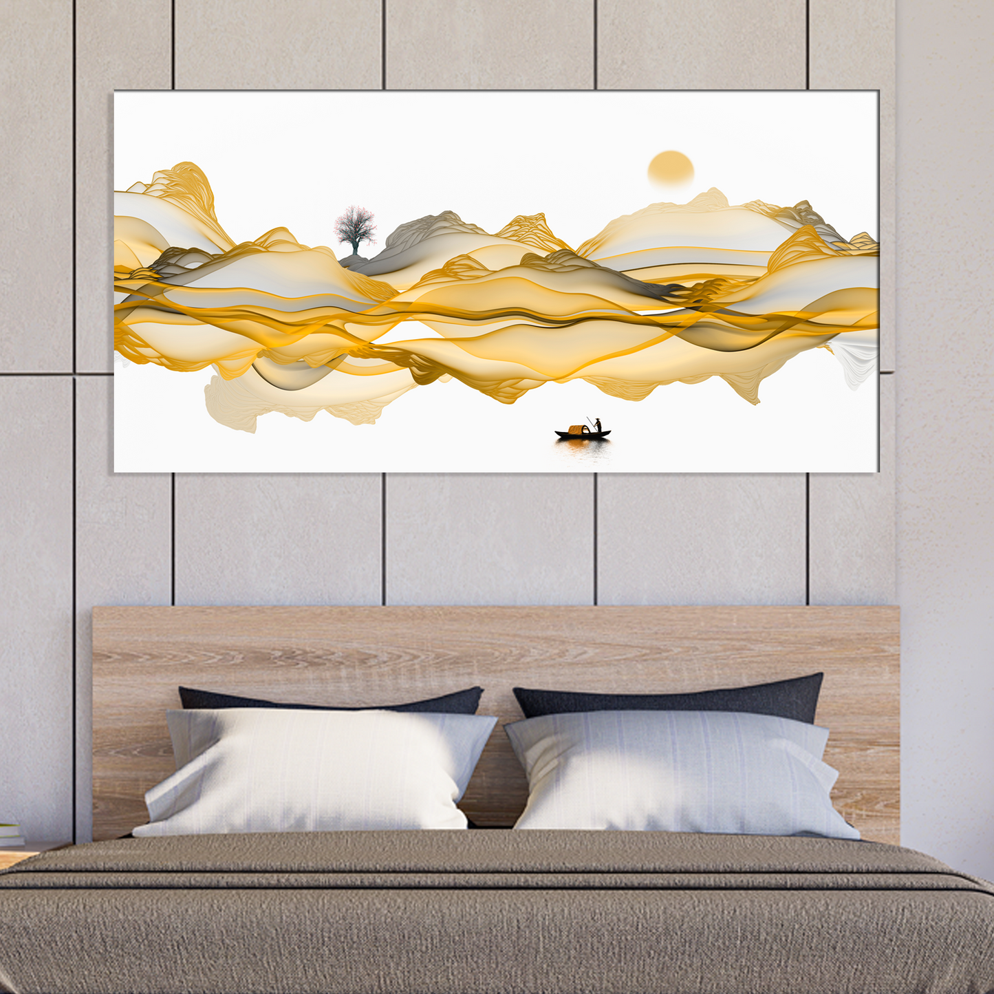 Abstract Golden Color Canvas Wall Painting