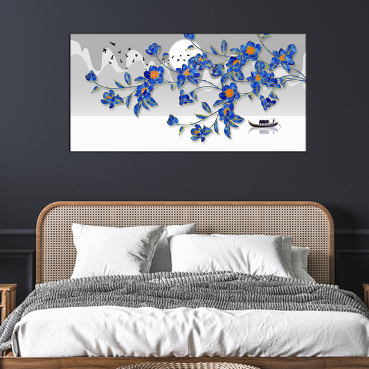 attractive blue color flowers canvas for decoration