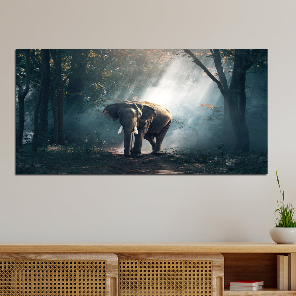Elephant In Forest Canvas Wall Painting