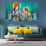 beautiful wall panel painting of radha and krishna