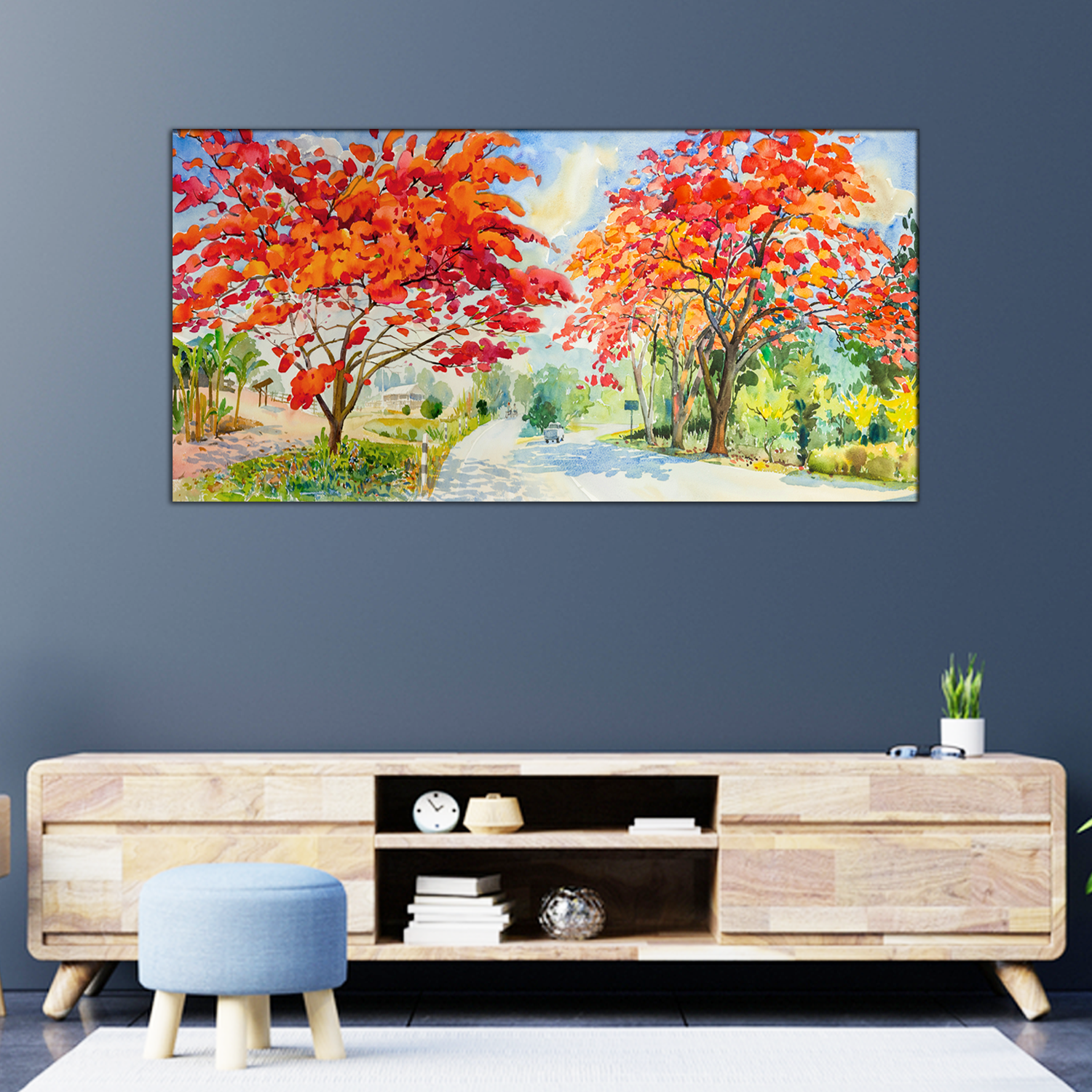 Red Flower Tree Canvas Print Wall Painting