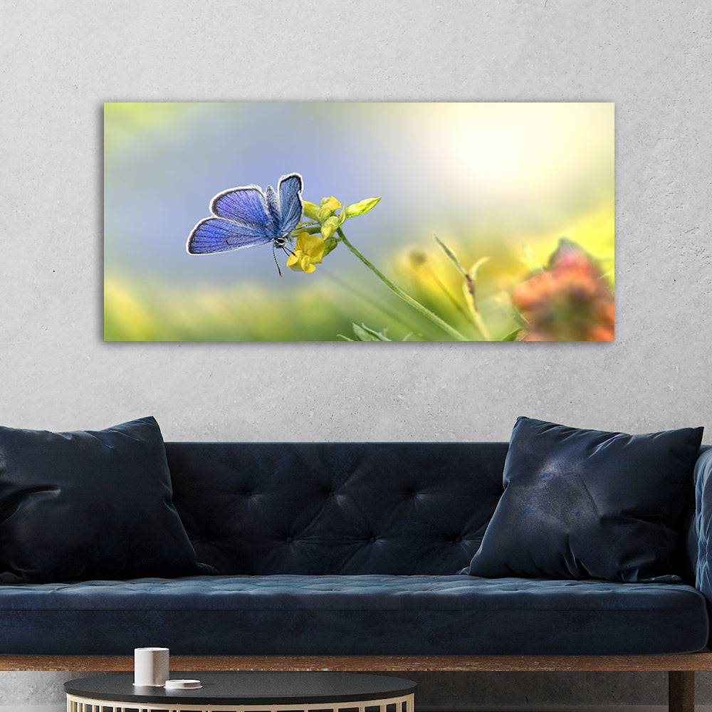 Butterfly sitting on a flower Canvas Wall Painting