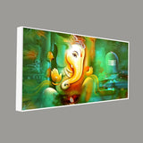 Auspicious Ganesh with Shiva lingam Religous Canvas Print  Wall Painting