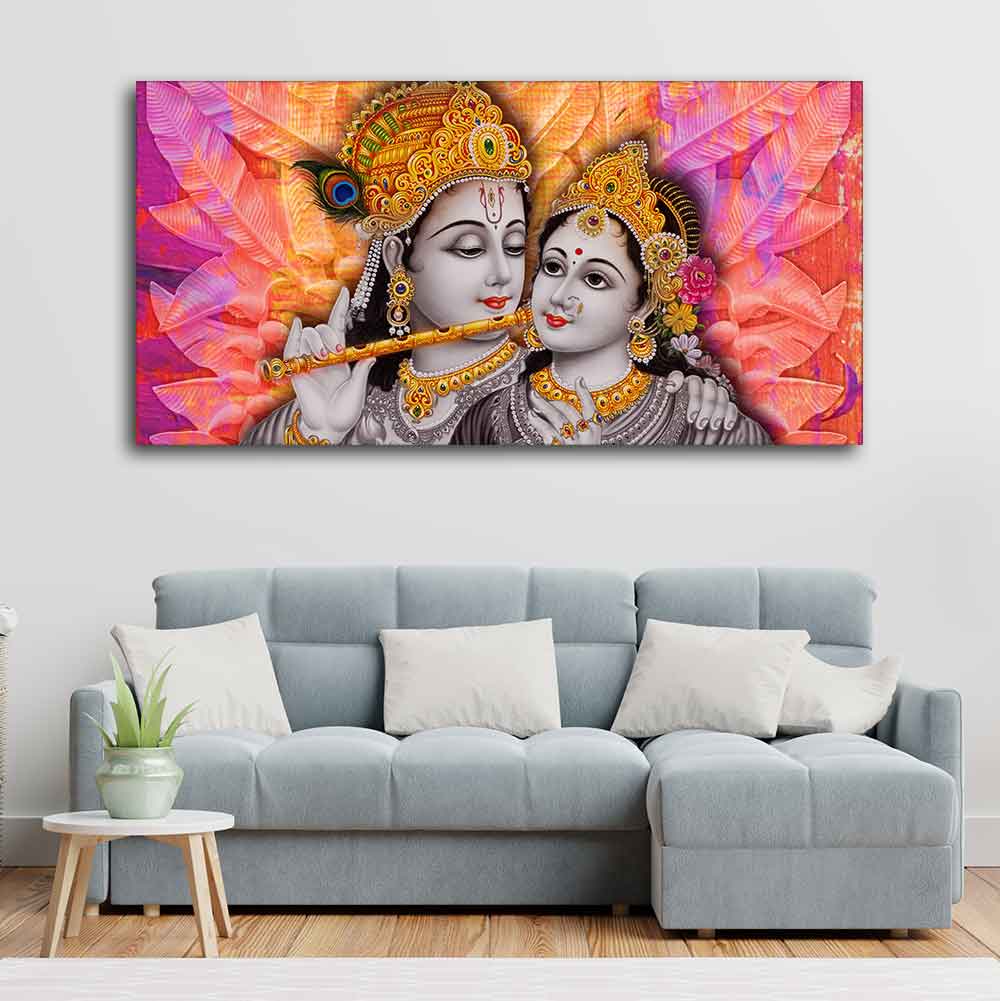 wall painting portrait of radha krishna