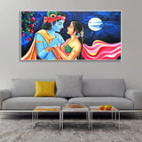wall painting of radha krishna in moon light
