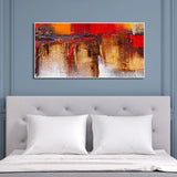 Red Gold Abstract Canvas Floating Frame Wall Painting